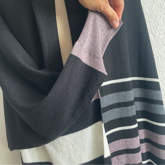 Smartwool Black Stripe Shadow Pine Scarf Wrap Shawl Small Medium Fringe Wool - Picture 10 of 11